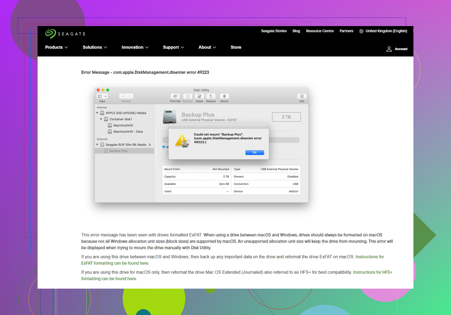 Não foi possível montar Com.apple.diskmanagement.disenter erro 49153 no Mac