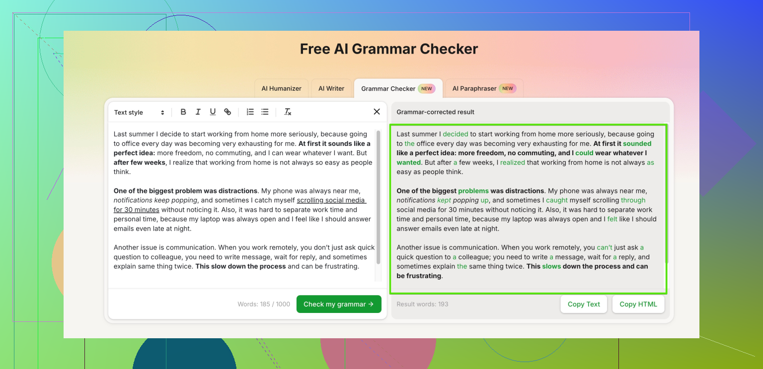 Where can I do a free grammar and spell check online
